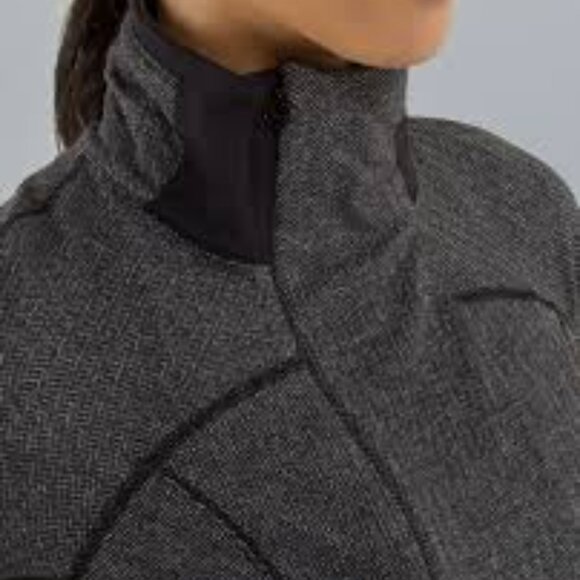 Lululemon Base Runner 1/2 Zip Heathered Herringbone Heathered Black Blac… - Picture 6 of 13
